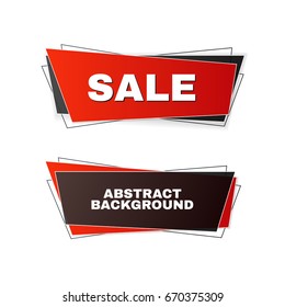 Set of geometric modern design style banners. Vector illustration. Trendy red color banner design