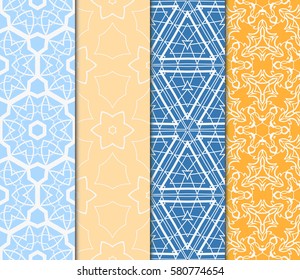 set of Geometric, Modern floral ornament seamless pattern. vector illustration. For the interior design, wallpaper, decoration print, fill pages