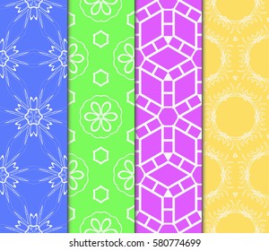 set of Geometric, Modern floral ornament seamless pattern. vector illustration. For the interior design, wallpaper, decoration print, fill pages