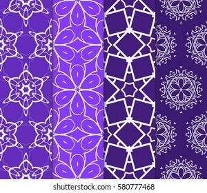 set of Geometric, Modern floral ornament seamless pattern. vector illustration. For the interior design, wallpaper, decoration print, fill pages