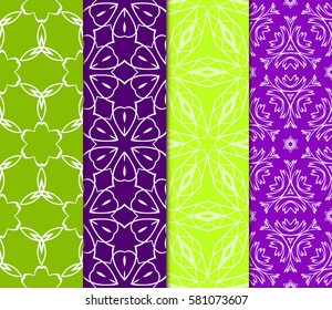 set of Geometric, Modern floral ornament seamless pattern. vector illustration. For the interior design, wallpaper, decoration print, fill pages
