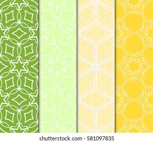set of Geometric, Modern floral ornament seamless pattern. vector illustration. For the interior design, wallpaper, decoration print, fill pages