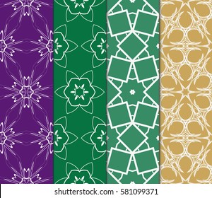 set of Geometric, Modern floral ornament seamless pattern. vector illustration. For the interior design, wallpaper, decoration print, fill pages