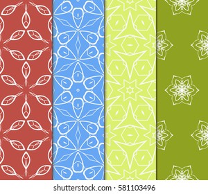 set of Geometric, Modern floral ornament seamless pattern. vector illustration. For the interior design, wallpaper, decoration print, fill pages