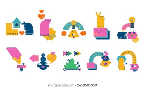 Set geometric modern humanoid characters business elements