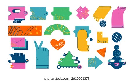 Set geometric modern humanoid characters business elements