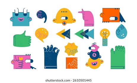 Set geometric modern humanoid characters business elements