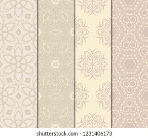 Set Of Geometric Modern Ornament. Seamless Vector Pattern. For Wallpaper, Invitation, Fashion Design.