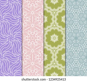 Set Of Geometric Modern Ornament. Seamless Vector Pattern. For Wallpaper, Invitation, Fashion Design.
