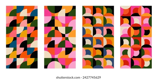 Conjunto de mosaico geométrico sin patrón. Vector abstracto para el fondo, papel pintado, arte de la pared, presentación de negocios, marca, tarjeta, invitación, cartel, cubierta, impresión textil. Ilustración vectorial.