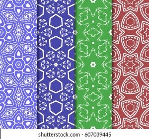 set of geometric ornament on color background. Seamless vector illustration. For interior design, wallpaper