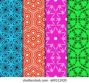 set of geometric ornament on color background. Seamless vector illustration. For interior design, wallpaper