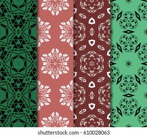 set of geometric ornament on color background. Seamless vector illustration. For interior design, wallpaper