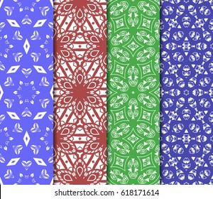 set of geometric ornament on color background. Seamless vector illustration. For interior design, wallpaper