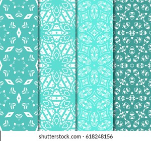 set of geometric ornament on color background. Seamless vector illustration. For interior design, wallpaper