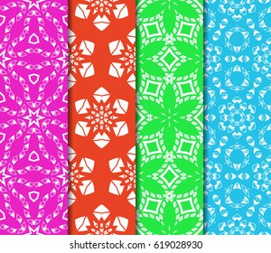 set of geometric ornament on color background. Seamless vector illustration. For interior design, wallpaper