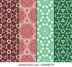 set of geometric ornament on color background. Seamless vector illustration. For interior design, wallpaper