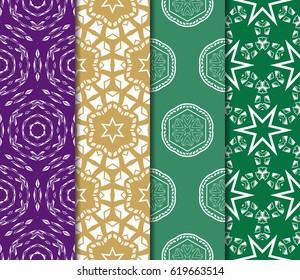 set of geometric ornament on color background. Seamless vector illustration. For interior design, wallpaper