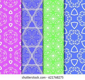set of geometric ornament on color background. Seamless vector illustration. For interior design, wallpaper