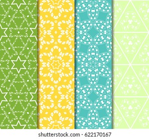 set of geometric ornament on color background. Seamless vector illustration. For interior design, wallpaper