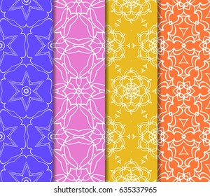 set of geometric ornament on color background. Seamless vector illustration. For interior design, wallpaper