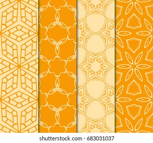 set of geometric ornament. seamless pattern. vector illustration. for interior design, invitation, wallpaper, textile. orange color