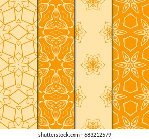 set of geometric ornament. seamless pattern. vector illustration. for interior design, invitation, wallpaper, textile. orange color
