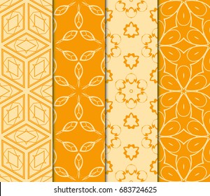 set of geometric ornament. seamless pattern. vector illustration. for interior design, invitation, wallpaper, textile. orange color