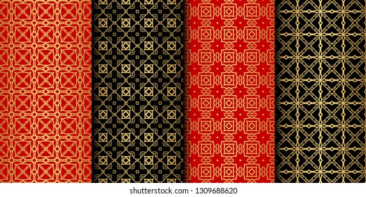 Set Of Geometric Ornament. Seamless Vector Pattern. Interior Decoration, Wallpaper, Invitation, Fashion Design