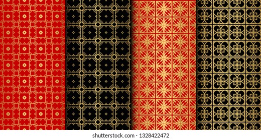 Set Of Geometric Ornament. Seamless Vector Pattern. Interior Decoration, Wallpaper, Invitation, Fashion Design