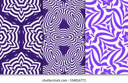 set of geometric ornament. seamless vector pattern. purple color. for wallpaper, invitation, fashion design