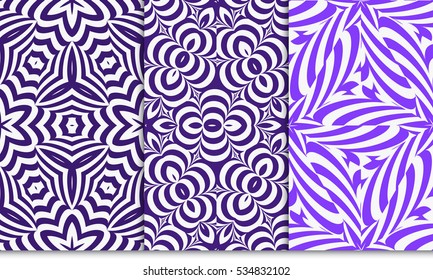 set of geometric ornament. seamless vector pattern. purple color. for wallpaper, invitation, fashion design