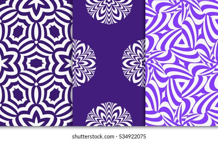 set of geometric ornament. seamless vector pattern. purple color. for wallpaper, invitation, fashion design