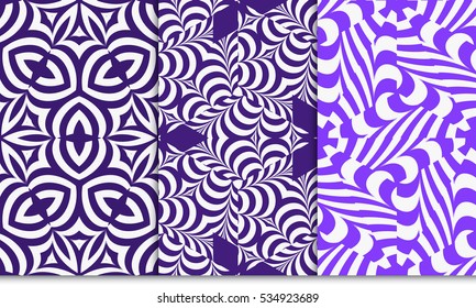 set of geometric ornament. seamless vector pattern. purple color. for wallpaper, invitation, fashion design