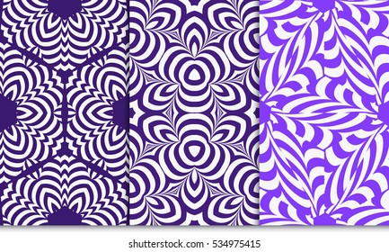 set of geometric ornament. seamless vector pattern. purple color. for wallpaper, invitation, fashion design