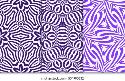 set of geometric ornament. seamless vector pattern. purple color. for wallpaper, invitation, fashion design