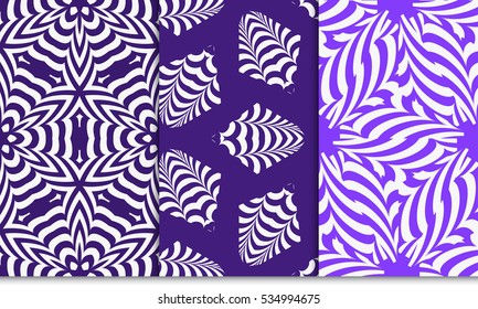 set of geometric ornament. seamless vector pattern. purple color. for wallpaper, invitation, fashion design