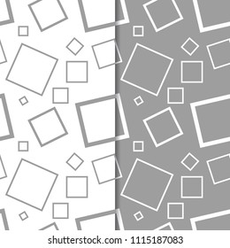 Set of geometric ornaments. Gray and white seamless patterns for web, textile and wallpapers