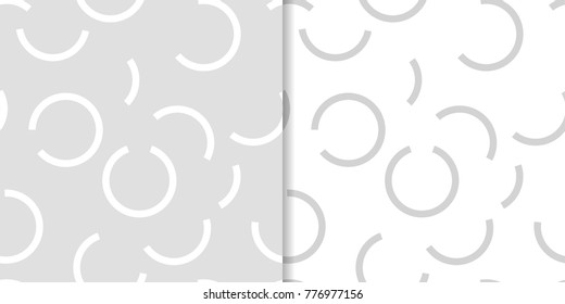 Set of geometric ornaments. Light gray seamless patterns for web, textile and wallpapers