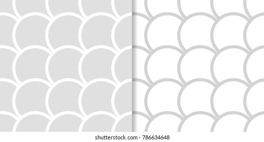 Set of geometric ornaments. Light gray seamless patterns