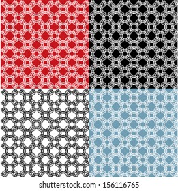 Set of geometric ornaments - seamless patterns - Tangier Grid, Abstract Guilloche Background 