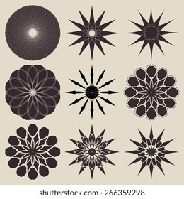 Set of geometric ornaments. Vector illustration