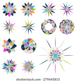 Set of geometric ornaments. Vector illustration