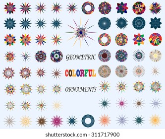 Set of geometric ornaments. Vector illustration