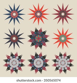 Set of geometric ornaments. Vector illustration