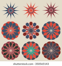 Set of geometric ornaments. Vector illustration
