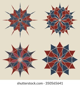 Set of geometric ornaments. Vector illustration