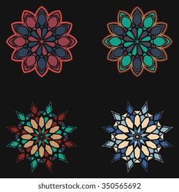 Set of geometric ornaments. Vector illustration
