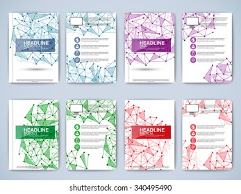 Set of geometric paper brochure. Can be used for e-commerce, presentation, flyers, posters, magazine, marketing, advertising, placards, web design and printed materials.