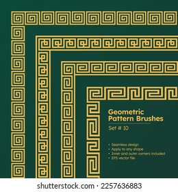 Set of Geometric Pattern Brushes and Beautiful Greek Borders Design